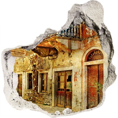 Vinilo decorativo boquete pared irregular Una casa en ruinas en un entorno pintoresco