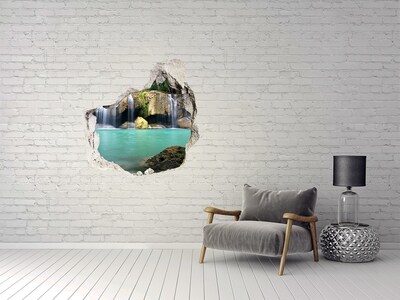 Vinilo adhesivo efecto agujero 3d para casa Una cascada en un entorno paradisíaco