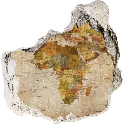 Vinilo decorativo boquete pared irregular Mapa de África en la pared