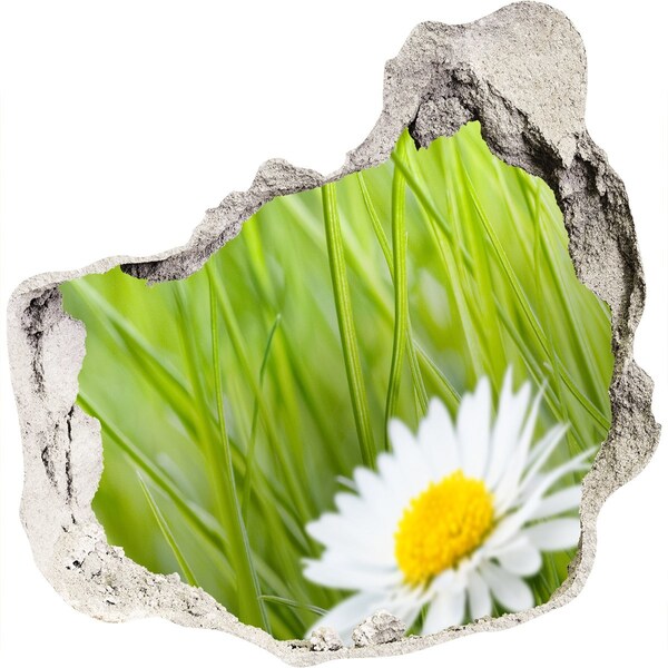 Vinilo decorativo boquete pared irregular Una flor en un jardín verde.