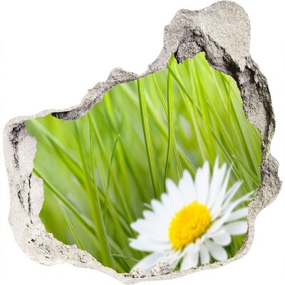 Vinilo decorativo boquete pared irregular Una flor en un jardín verde.