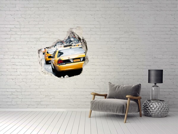 Vinilo adhesivo efecto agujero 3d para casa Los taxis de Nueva York en acción