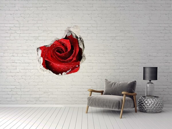 Pegatina efecto 3d pared rota decorativa Flor en hormigón