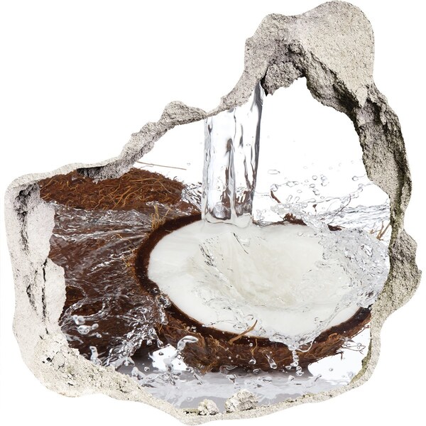 Naklejka 3D dziura okleina Kokos w strumieniu wody