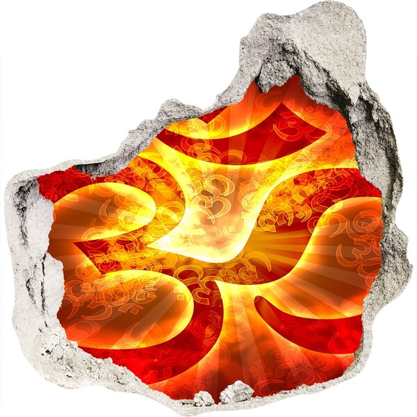 Pegatina efecto 3d pared rota decorativa Fuego en el corazón del muro