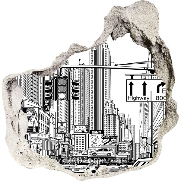 Vinilo decorativo boquete pared irregular calles de Nueva York