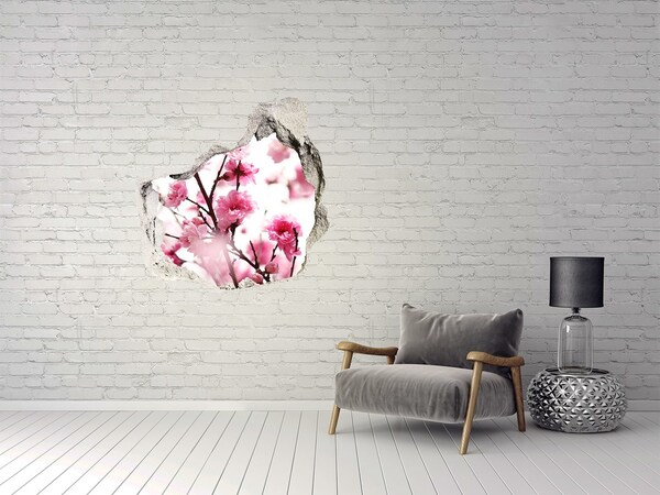 Vinilo decorativo boquete pared irregular Un paraíso de flores detrás del muro.