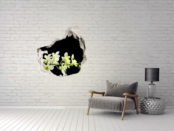 Vinilo decorativo boquete pared irregular Un sueño floral detrás de la pared.