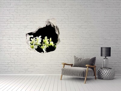 Vinilo decorativo boquete pared irregular Un sueño floral detrás de la pared.