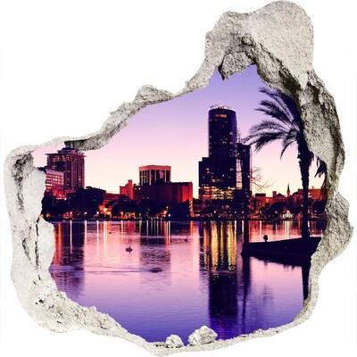 Pegatina pared rota trampantojo decorativo Puesta de sol sobre la ciudad