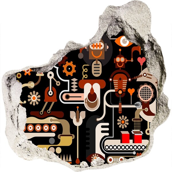 Vinilo decorativo boquete pared irregular El mundo futurista de los robots