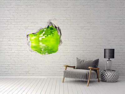 Pegatina efecto 3d pared rota decorativa Oasis verde con agua
