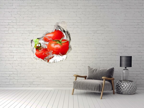Pegatina efecto 3d pared rota decorativa Tomates frescos en agua