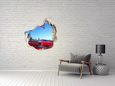 Vinilo adhesivo efecto agujero 3d para casa Horizonte de Londres con un autobús rojo