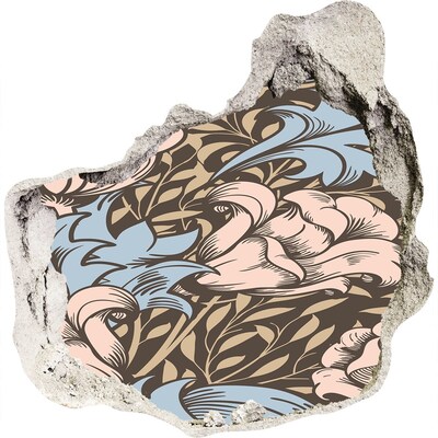 Naklejka 3D dziura na ścianę Kwiatowy wzór w dziurze w ścianie