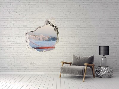 Pegatina pared rota trampantojo decorativo El puente Golden Gate entre las nubes