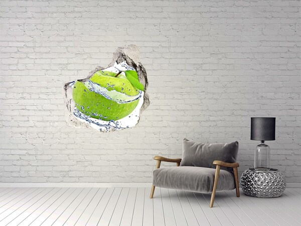Pegatina pared rota trampantojo decorativo Manzana verde en agua
