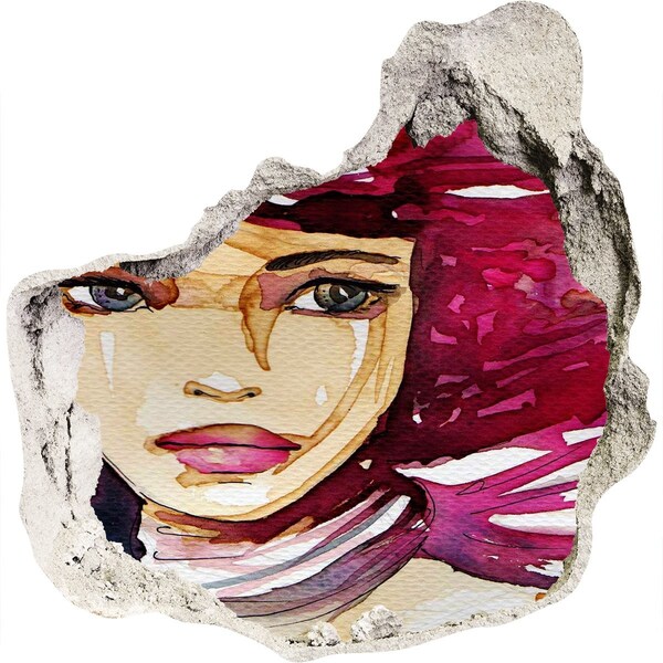 Pegatina pared rota trampantojo decorativo Retrato con acentos rosas