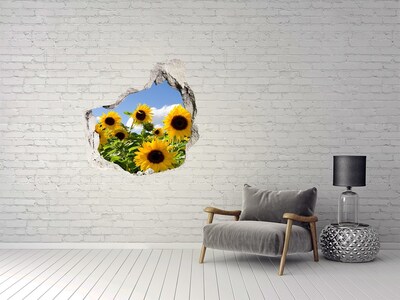 Vinilo decorativo boquete pared irregular Girasoles a la luz del día