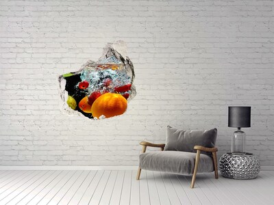Vinilo adhesivo efecto agujero 3d para casa Explosión de fruta en el agua