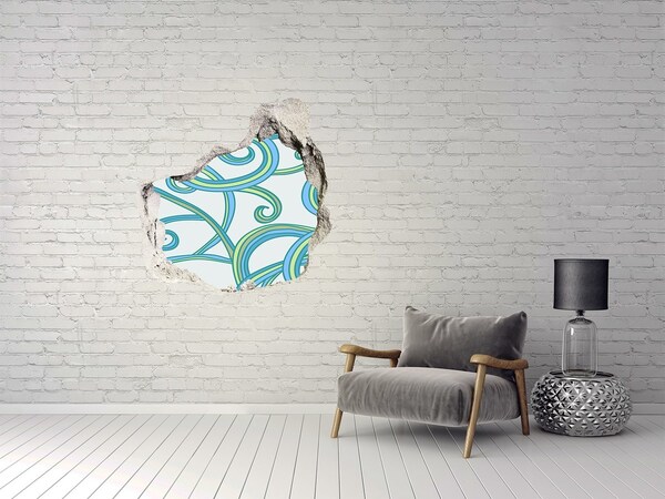 Pegatina pared rota trampantojo decorativo Ondas de colores en el fondo de la pared.