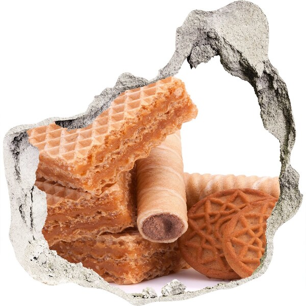 Pegatina pared rota trampantojo decorativo Waffles dulces en un agujero