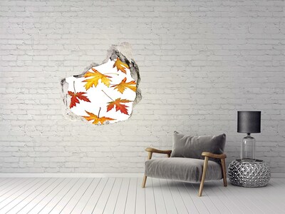 Vinilo decorativo boquete pared irregular Paisaje otoñal con hojas