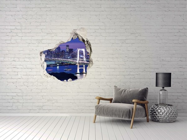 Vinilo adhesivo efecto agujero 3d para casa El puente en la luz nocturna