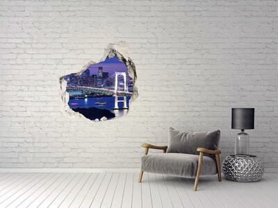 Vinilo adhesivo efecto agujero 3d para casa El puente en la luz nocturna