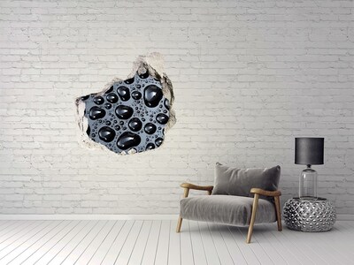 Pegatina efecto 3d pared rota decorativa Agua negra con gotas