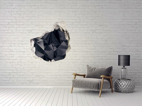 Pegatina pared rota trampantojo decorativo Negro, profundidad geométrica