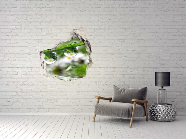Vinilo adhesivo efecto agujero 3d para casa Oasis floral con gotas de agua