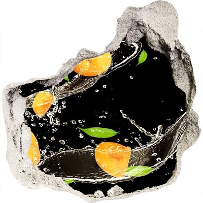 Pegatina pared rota trampantojo decorativo Cascada de frutas en un agujero en la pared