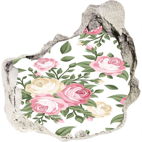 Pegatina efecto 3d pared rota decorativa Jardín de flores en un agujero en la pared