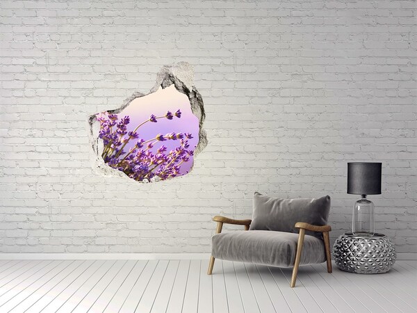 Vinilo decorativo boquete pared irregular Flores de lavanda a la luz de la mañana.