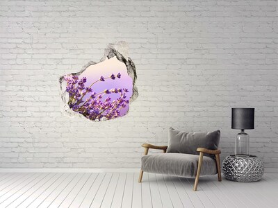 Vinilo decorativo boquete pared irregular Flores de lavanda a la luz de la mañana.