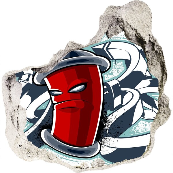 Vinilo decorativo boquete pared irregular Taza roja con grafiti