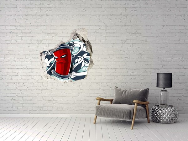 Vinilo decorativo boquete pared irregular Taza roja con grafiti