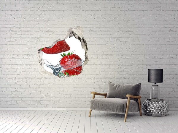 Vinilo adhesivo efecto agujero 3d para casa Fresas jugosas en agua