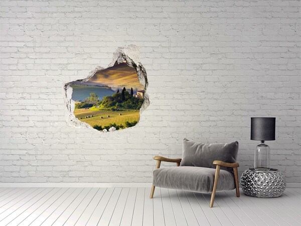 Vinilo decorativo boquete pared irregular El idílico paisaje de la Toscana