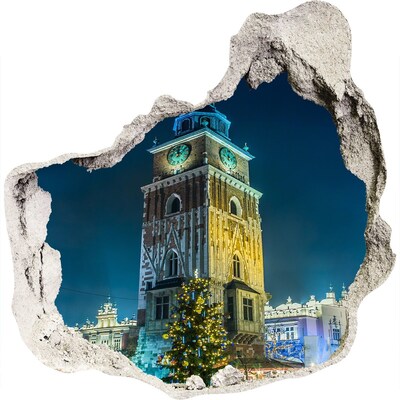 Vinilo adhesivo efecto agujero 3d para casa Torre del Reloj de Cracovia