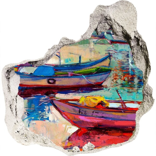 Vinilo adhesivo efecto agujero 3d para casa Barcos pintorescos en el agua