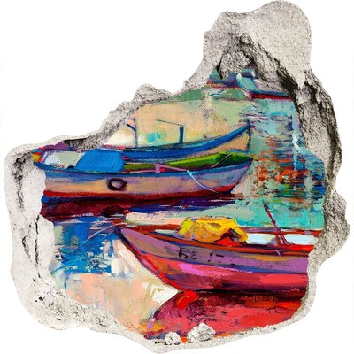 Vinilo adhesivo efecto agujero 3d para casa Barcos pintorescos en el agua