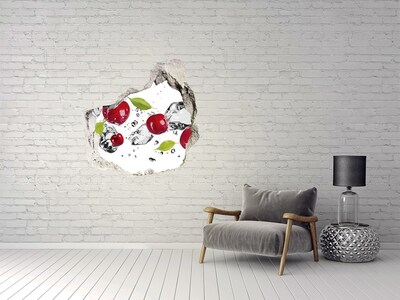Pegatina efecto 3d pared rota decorativa Fruta en hielo