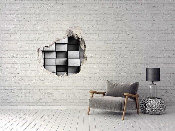 Vinilo decorativo boquete pared irregular Muro roto con bloques de hormigón