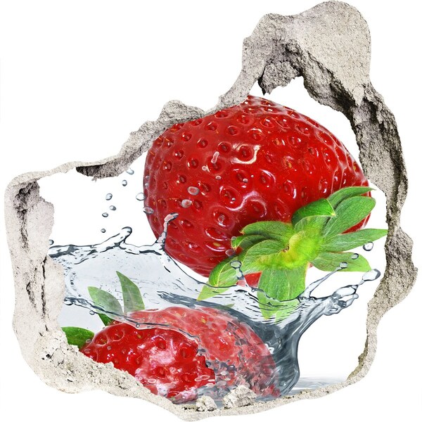 Pegatina pared rota trampantojo decorativo Fresas jugosas en una explosión de agua.