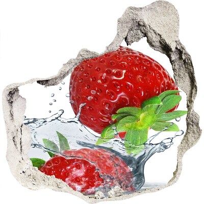 Pegatina pared rota trampantojo decorativo Fresas jugosas en una explosión de agua.