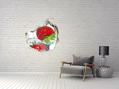 Pegatina pared rota trampantojo decorativo Fresas jugosas en una explosión de agua.