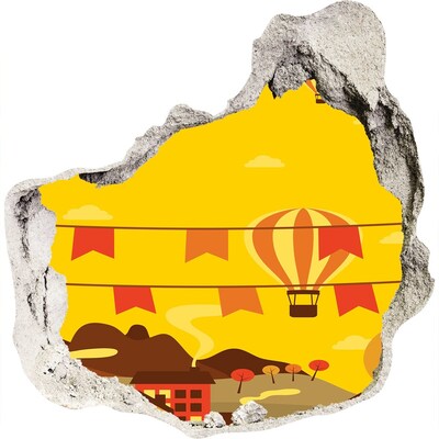 Pegatina pared rota trampantojo decorativo Paisaje de globos en las montañas