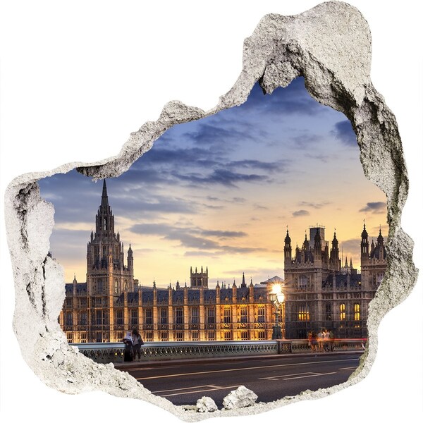 Vinilo adhesivo efecto agujero 3d para casa Puesta de sol sobre Londres